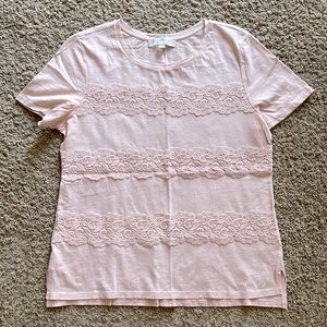 LOFT Lace Detail Short Sleeve Tee